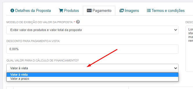 Como adicionar opções de financiamento nas propostas comerciais Luvik